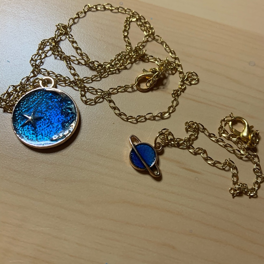 Handmade space/moon bracelet and necklace set